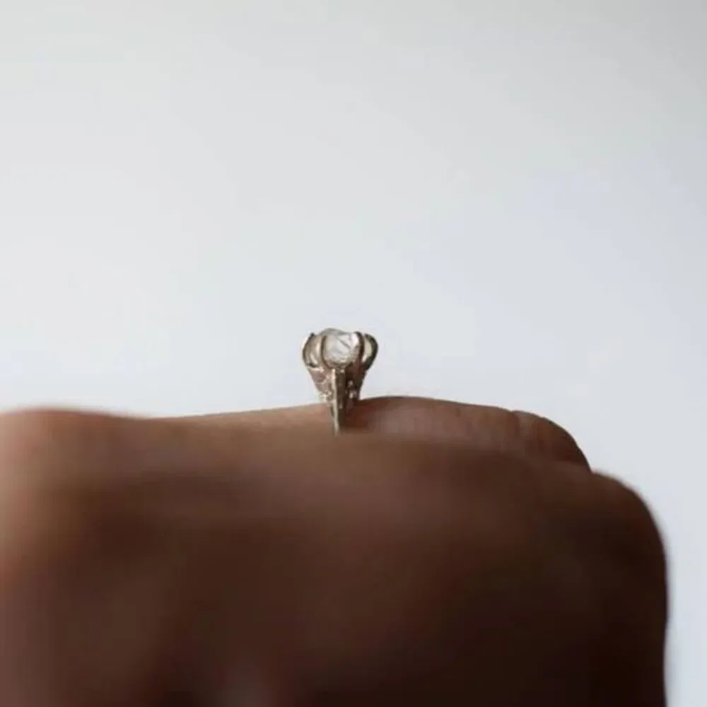 Dainty rings for women Raw Diamond Engagement Ring Rough anniversary ring